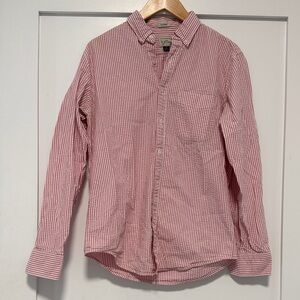 J. Crew Men's Casual Red and White Striped Shirt